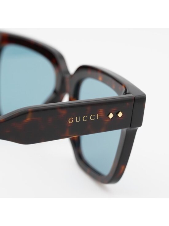 Gucci GG1084S 002 Sunglasses Shiny Dark Havana Square Frame, Light Blue Lenses main image 10